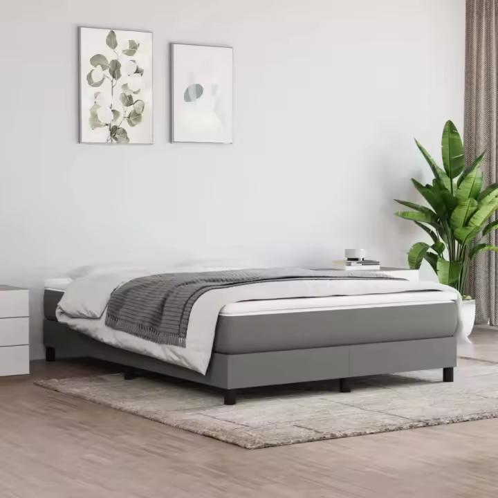 Cama sin colchón tela gris oscuro 140x190 cm - 1