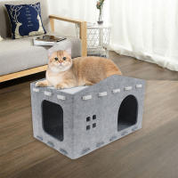 Casa De Gato De Dos Capas En Piel De Manta Mueble Multifuncional Para Mascotas Pequeñas Cama Desmontable Para Gato Perro Bebé - details 6