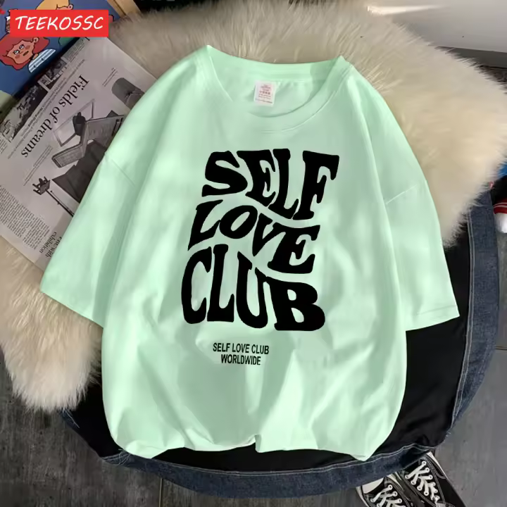 Camiseta Oversized Retro Para Hombre Con Impresión De Club De Amor Auténtico Versátil Para Uso Diario Y Exterior Estilo Callejero Casual - 1
