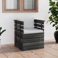 vidaXL Sillón de jardín con cojines madera de pino en color Rojo/Antracita/Taupé y más | acolchados duraderos para sofás de jardín terraza exterior - details 7