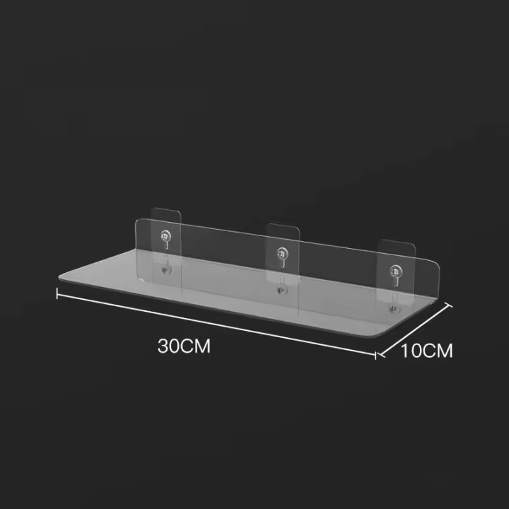 Estante De Almacenamiento Acrílico Transparente Para Pared | Estante Flotante Grueso Organizador Para Baño Cocina Y Ventanal (20-50cm) - 1