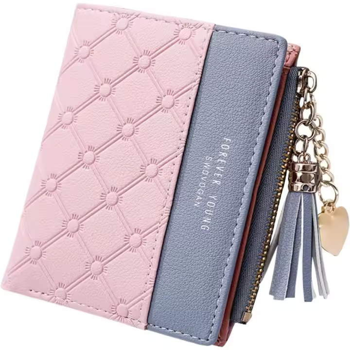 Cartera de Cuero, monederos Pequeños de PU para Mujer, carteras de Mujer Multicard Monedero para efectivo, Cion, Tarjeta, fábrica (Pink) - 1
