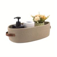 Cesta De Almacenamiento Oval Tejida Para Baño Organizador De Escritorio Multifuncional Porta Papel Toalla De Toilette Caja De Almacenamiento Para Juguetes - details 5