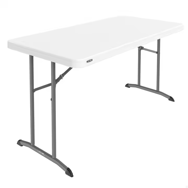 Lifetime - Mesa rectangular 152x76 cm, polietileno HDPE blanco, estructura de acero reforzado, patas plegables con bloqueo, resistente a impactos, rayos UV y humedad, ideal para eventos y reuniones - 1