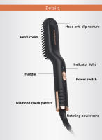 Cepillo Calentado Eléctrico Para Barba Kit De Peinado Rápido Para Hombres Control Digital Temperatura Máxima 200 °C Uso Seco Y Húmedo Conductor Térmico Diámetro 21-30 Mm Vida Útil Más De 50,000 Vezes - details 5