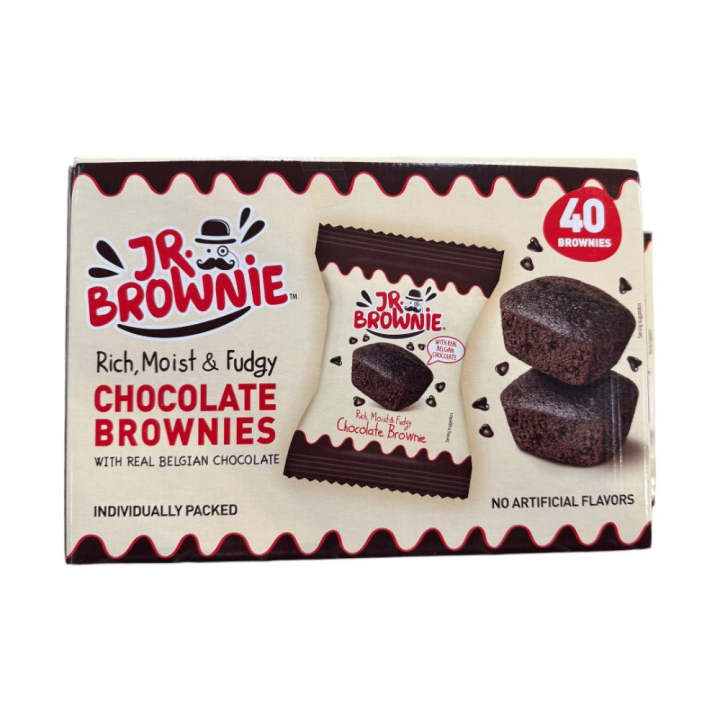 JRBROWNIE Brownie con Chocolate Belga - caja x 40 unidades (25g) - JR.BROWNIE
