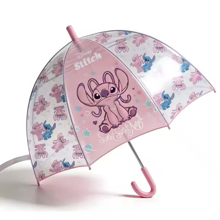 Stitch & Angel Nuevo Paraguas Transparente Niña 48cm Lilo & Stitch Automático - Paraguas Infantiles - 1
