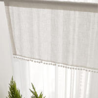 Cortinas De Lino Con Pompom Y Borlas Para Cocina Y Sala De Estar Cortinas Translúcidas Cortas Con Bolso Para Decoración Del Hogar - details 4