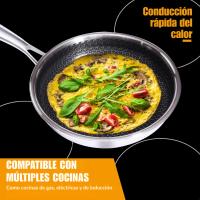 Sartenes de Acero Inoxidable Tri-Ply con Tecnología Panal de Abeja híbridas antiadherente de– 20cm / 24cm / 28cm –  Apto para Inducción, Horno y Lavavajillas. Marca Royalty Line - details 2