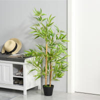 Outsunny Árbol de Bambú Artificial en Maceta 120 cm Planta Artificial Decorativa para Interior y Exterior Hogar Salón Oficina Verde - details 1