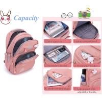 Mochila escolar de conejo de color liso para adolescentes, mochilas escolares multibolsillos para niñas de primaria, mochila informal para el día a día. - details 1
