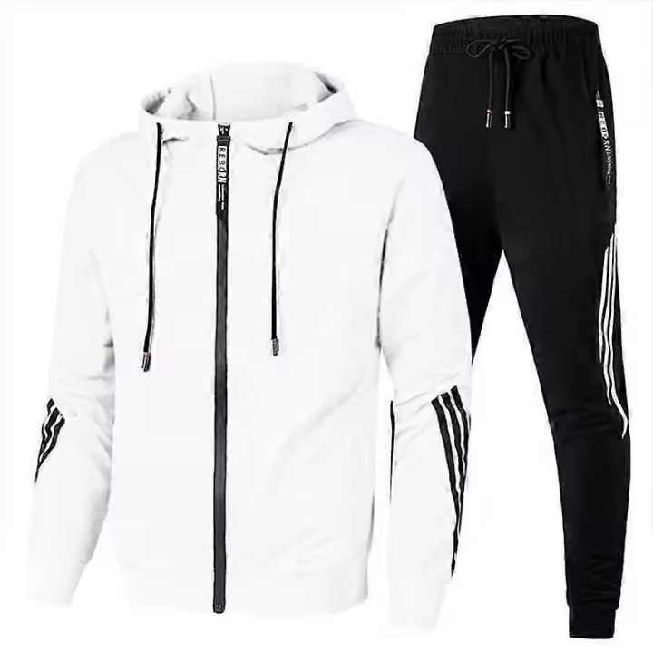 Large Size Men's Autumn and Winter Fashion Casual Tracksuit Set Jacket Sweatpants 2 Pcs Sets - 1
