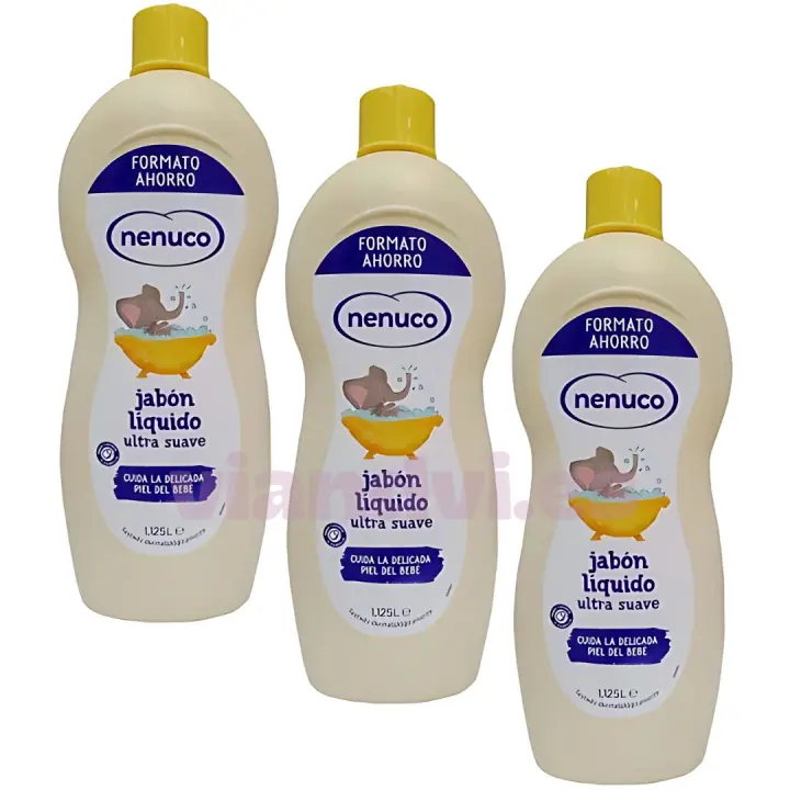 NENUCO Jabón líquido ultra suave - cuida la delicada piel del bebé -  Pack AHORRO de 3,375ml (3 botellas de 1,125ml) - 1
