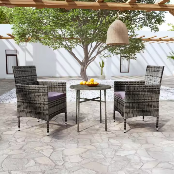 vidaXL Juego de comedor para jardín 3 piezas ratán sintético en color Gris y marrón/Marrón/Gris y más - 1