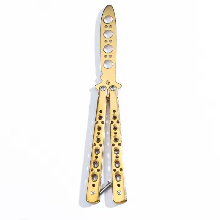 Cuchillo De Entrenamiento Mariposa Plegable Portátil Herramienta De Entrenamiento De Comb De Mariposa Sin Hoja Cuchillo De Bolsillo Con Mango De Acero Inoxidable - 1