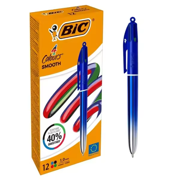 Bic 4 colours smooth gradient azul boligrafo de bola retractil - punta media de 1.0mm - escritura un 40% mas suave - 4 colores (12 uds) - 1