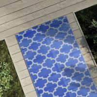 vidaXL Alfombra de exterior PP 80x250 cm alfombra al aire libre alfombras Color Azul,  Azul bebé,  Diseño cuadrado y mas - details 0