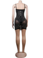 Bodysuit Mini Vestido De Encaje Con Lentejuelas Y Strass Negro Para Mujer Beyprern Estilo Sexy Y Club Para Fiestas Y Cumpleaños - details 2