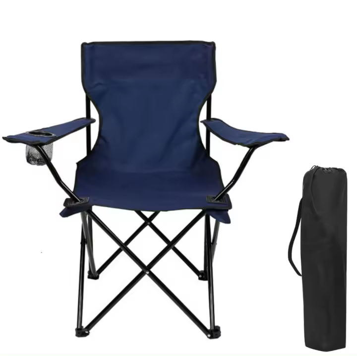 Silla plegable camping silla pesca playa acampada exterior con reposabrazos portavasos de malla blosa lateral resistente 50x50x80c - 1