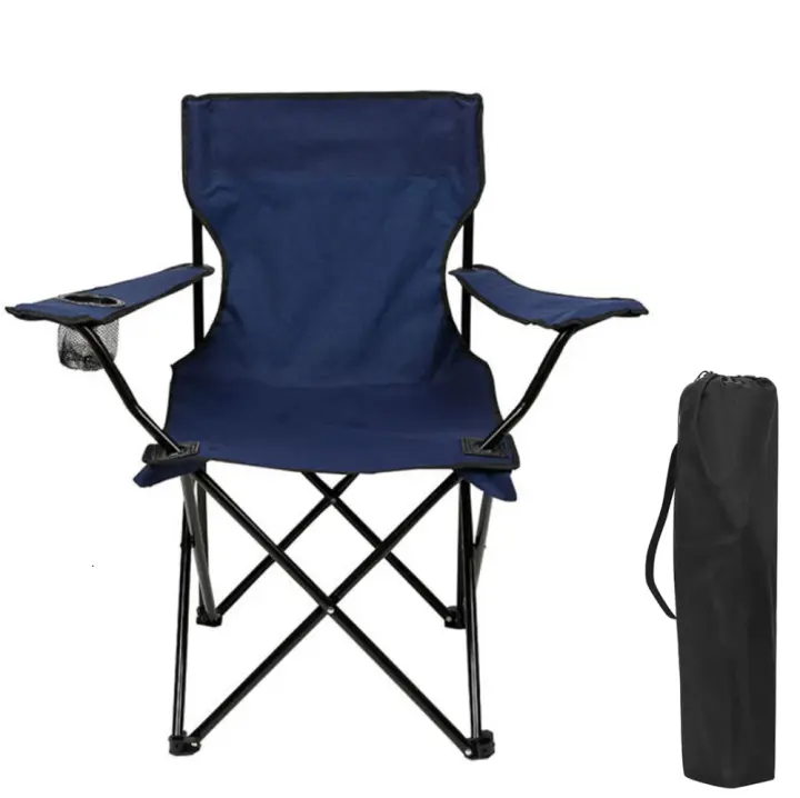 Silla plegable camping silla pesca playa acampada exterior con reposabrazos portavasos de malla blosa lateral resistente 50x50x80c - 1