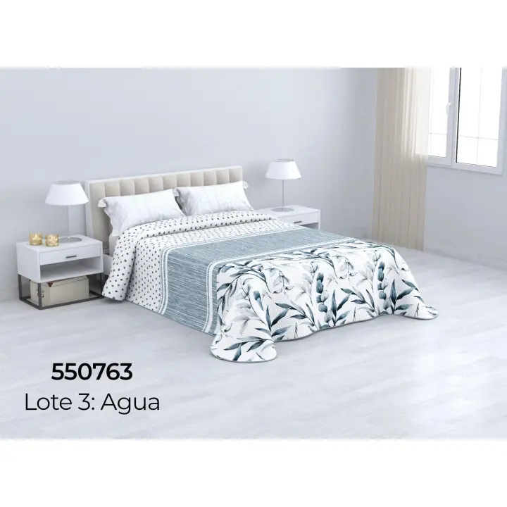 Colcha Bouti Reversible Estampada. Fina y Ligera. Extra Suave. Cama de 90,105, 135, 150. Ideal para Primavera y Verano. 100% Poliéster, Relleno Fibra Hueca. NO INCLUYE FUNDAS DE COJÍN. - 1