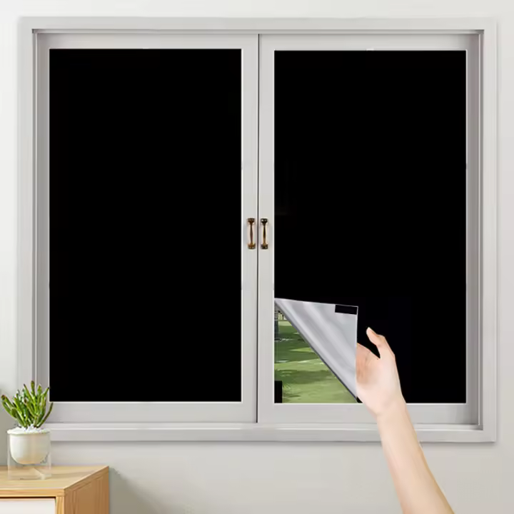 Cortina Portátil Para Viajes Negro Con Efecto De Blackout Temporal Para Sala De Estar Ventana Sin Perforaciones De Tela Negra - 1