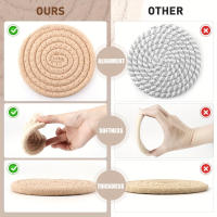 Juego De 8 Tapetes De Vino Tejidos Resistente Al Calor Absorbentes Para Bebidas Como El Café Y El Té Accesorio Decorativo Ecológico - details 3