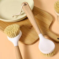 Cepillo De Limpieza Para Cocina Con Mango De Madera Natural Cepillo De Lavado De Platos Para Sartén De Hierro Fundido - details 2