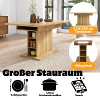 Mesa de comedor Retráctil, L110/130 * W70 * H75, Mesa de almacenamiento, Mesa de comedor rectangular, Mesa de Ocio para Café, Mesa de comedor de hierro moderno minimalista, mesa de comedor multifuncional para el Espacio, Natural - details 1