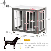 Caja de Transporte de Madera para Perrera con tablero y almobrilla, Jaula para animales Pequeños, Mesa Auxiliar, gris Blanco, 85x55x75cm - details 6