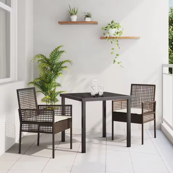 Sillas de Jardín vidaXL 2 pcs con Cojines Marrón Poliratán - 1