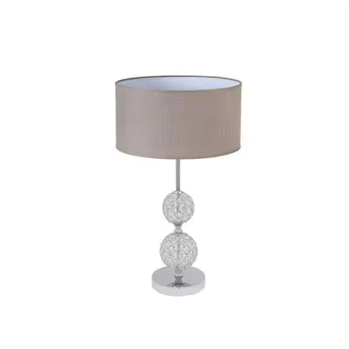 FABRILAMP Lámpara de Mesa Sobremesa Beatia 1xe27 Cromo Pantalla Gris 35 Cm - Diseño Moderno - 1