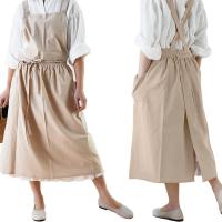 Falda Plisada Nórdica De Algodón Y Lino Para Mujer Y Niñas Apron Vintage Para Jardinería Con Espalda Cruzada Vestido Pinafore - details 7