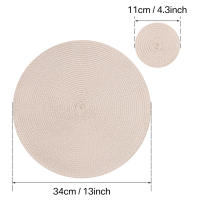 Juego De 6 Tapetes Redondos Tejidos a Mano Para Mesa De Comedor Navidad Y Bodas 34cm Resistente Al Calor Ecológicos De Poliéster Y Algodón - details 8
