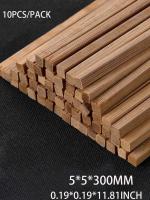 10pcs Palos De Madera Redondos Y Cuadrados Para Artesanía Y Modelismo DIY Para Crear Aviones Y Otras Figuras Artísticas - details 3