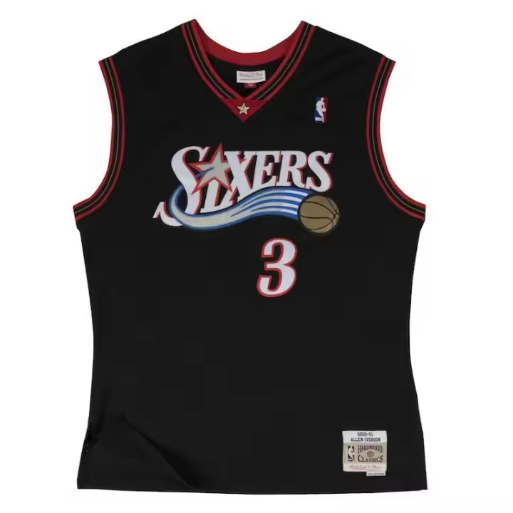 Camiseta Allen Iverson Philadelphia Sixers 76Ers - Swingman 2000-01 Negra. - 1