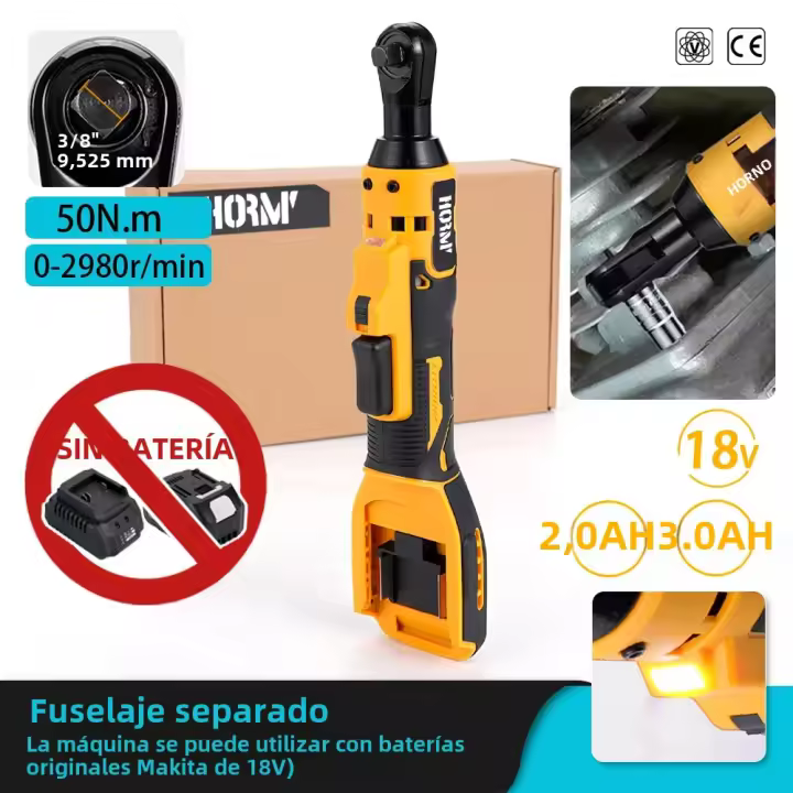 Llave De Impacto Eléctrica Sin Cable 20V 3/8 Pulgada Destornillador Angular Herramienta De Ratcheting Compatible Con Batería Makita - 1
