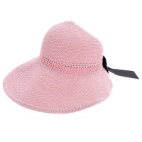 Sombrero De Paja Plegable Ancho Para Mujer Sombrilla De Playa Verano Protección Solar Con Lazo Sombrero De Sol Para Mujer - details 4