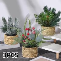 XIYA FLOWER Plantas Artificiales Rojas De Navidad Con Bayas Y Hojas Verdes En Maceta Material PE Decoración Para El Hogar - details 1