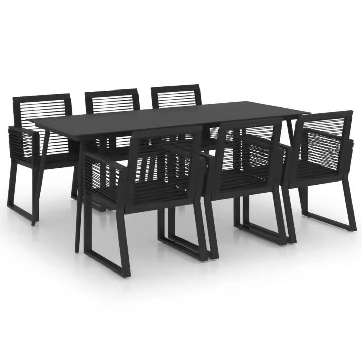 vidaXL Juego de comedor para jardín 7 piezas ratán PVC negro - 1