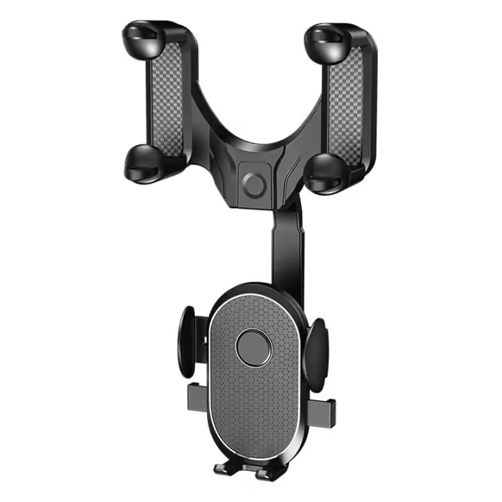 Soporte para teléfono con espejo retrovisor para coche, soporte para teléfono móvil para coche, soporte para teléfono retráctil multifuncional giratorio Flexible de 360 ° - 1