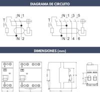 Diferencial Superinmunizado Trifásico 4P (3P+N) 25A 30mA y 6kA. Clase A SI. Interruptor Diferencial RCCB Super Inmunizado. Disyuntor RCCB 4P 25A 30mA - details 10