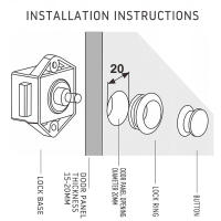 Cerradura De Botón Para Armario De Coche Camping Caravana Barco Motor Hogar 5 Piezas Diámetro 20mm Herramienta Para Muebles - details 12