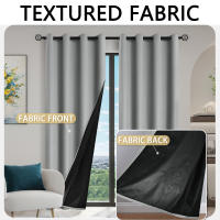 Cortinas De Protección Solar Y Sombreado Total 100% Blackout En Color Sólido Para Dormitorio Y Sala De Estar Material De Poliéster Modernas Y Elegantes - details 14