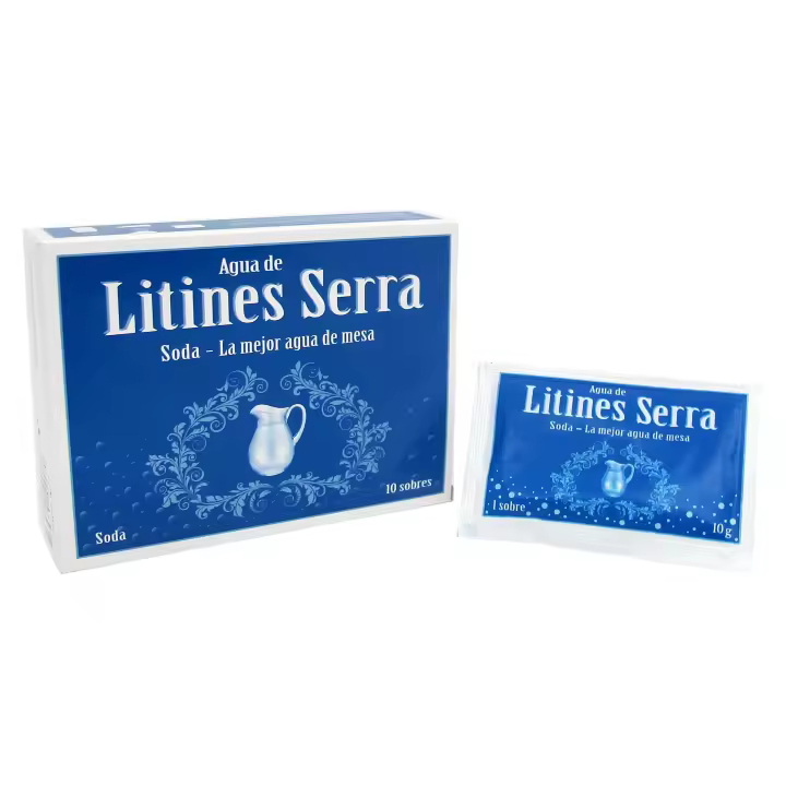 Litines Serra - caja 10 sobres. Agua muy digestiva y refrescante. Soda - La mejora agua de mesa  Vit Ol Amin. Cada sobre se debe diluir en 1 litro de agua. - 1
