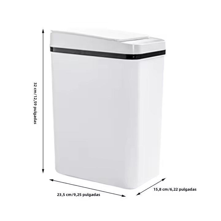 Basurero Automático De Cocina 12L Con Sensor De Movimiento Cubierta Impermeable Basurero Inteligente Rectangular Para Cocina Y Dormitorio - 1