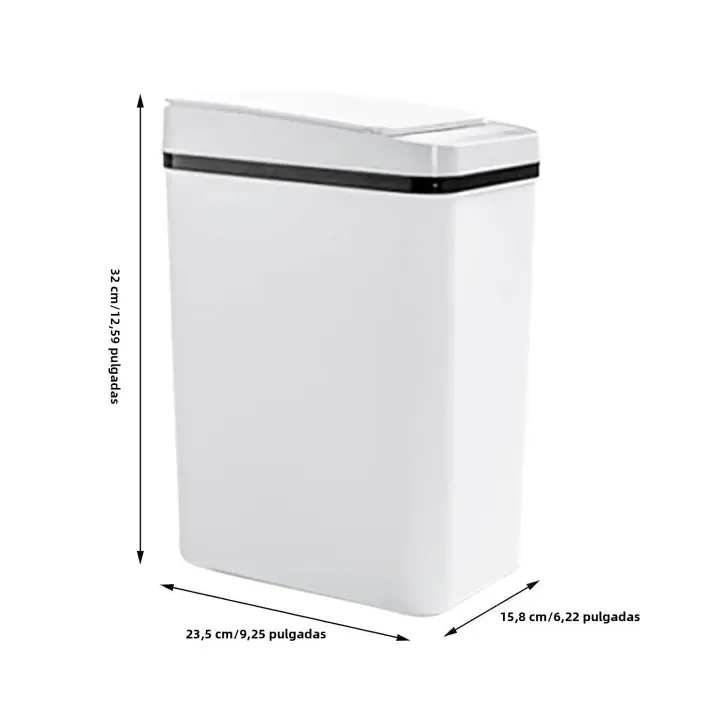 Basurero Automático De Cocina 12L Con Sensor De Movimiento Cubierta Impermeable Basurero Inteligente Rectangular Para Cocina Y Dormitorio - 1