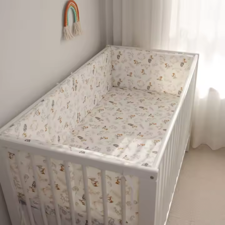 LALA - Barandilla de cuna para Bebé, Valla de Tela anticolisión, Algodón fácil, Pequeño Hongo, Conejo, 120x30, a Pieza - 1