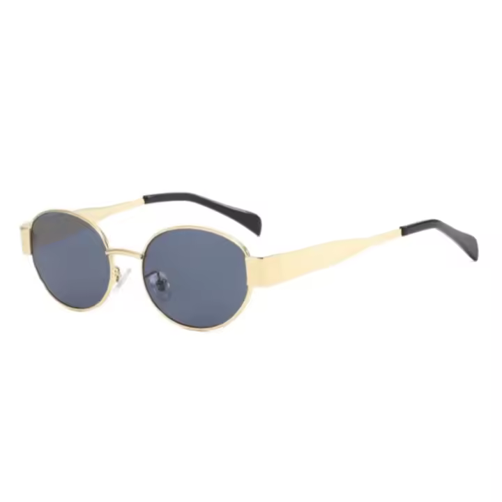 Nuevas Gafas de Sol ovaladas de metal para Mujer (2024). Con un Diseño elegante y sofisticado con un toque vintage, estos Elegantes Gafas ofrecen un look sofisticado. Doradas. - 1
