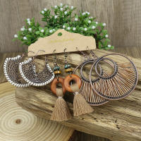 Pendientes Colgantes Bohemios Vintage Para Mujer Diseños Mixtos Turquesa Geometría Pluma Tules Para Fiesta Regalos - details 3